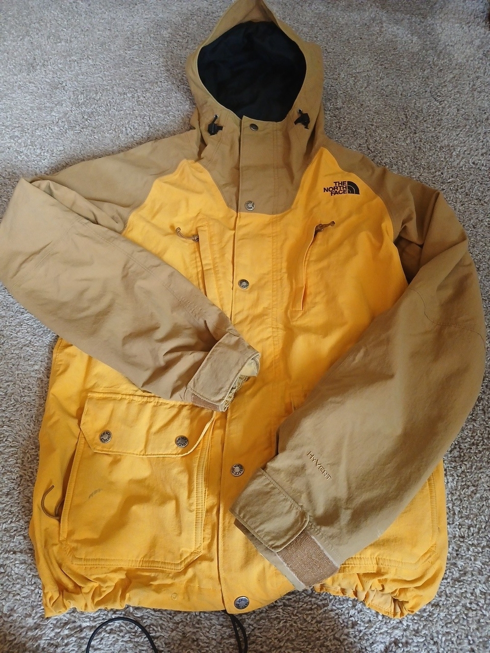 The North Face Men's Two-Tone Yellow/Tan Hooded Jacket